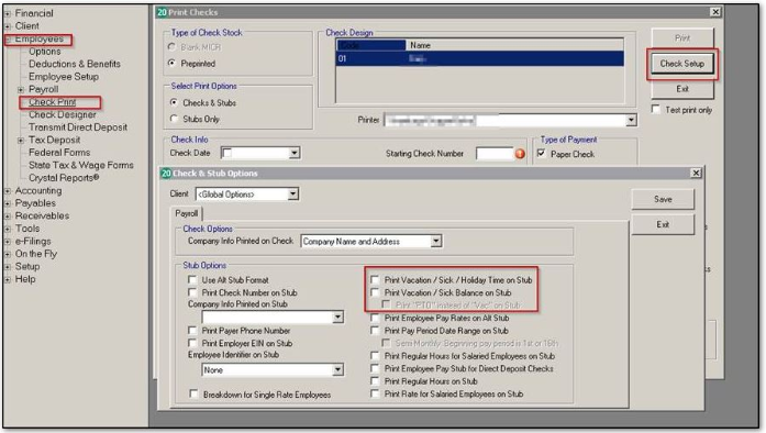 DAS20 Vacation options on check stub